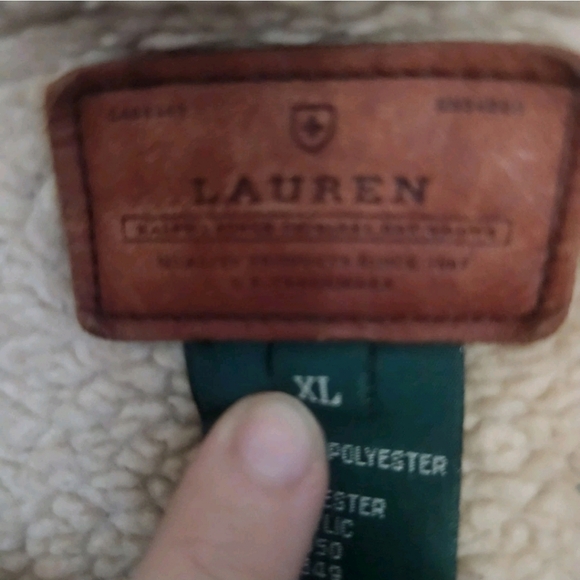 Lauren Ralph Lauren Vintage Sherpa Lined Brown Suede Coat Faux Size XL Winter - Picture 3 of 7